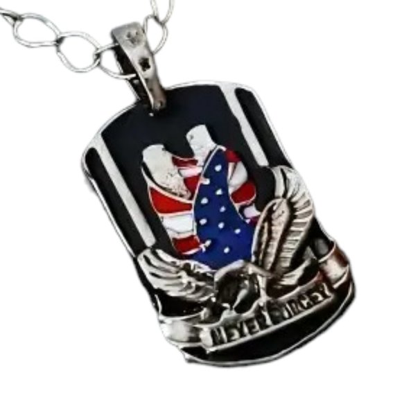 New Necklace 9-11 never forget   Pendant silverTone - Picture 1 of 5